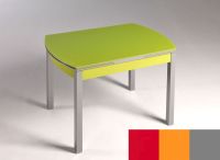 Logo Table hercule 105x60 - plateau rouge - pieds argent - ceinture en bois laque orange cool 1989_rouge_argent_bl-orange-cool