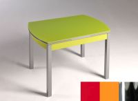 Logo Table hercule 115x75 - plateau rouge - pieds chrome - ceinture en bois laque orange cool 1992_rouge_chrome_bl-orange-cool