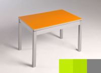 Logo Table mensa  verre ext. melamin� 110x70 - plateau vert - pieds argent - ceinture en bois laque vert 2859_vert_argent_bl-vert