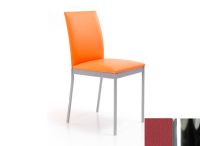 Logo Chaise violette - assise en vinyltech marron rouge - pieds chrome 2302_vt-marron-rouge_chrome