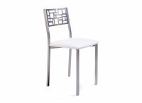 Logo Chaise jasmin - assise en vinyltech bleu de france - pieds blanc 2727_vt-bleu-de-france_blanc