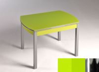 Logo Table hercule 115x75 - plateau vert - pieds chrome - ceinture en bois laque vert 1992_vert_chrome_bl-vert
