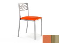 Logo Chaise an�mone - assise en vinyltech marron brique - pieds inox 2631_vt-marron-brique_inox