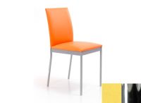 Logo Chaise violette - assise en vinyltech jaune - pieds chrome 2302_vt-jaune_chrome