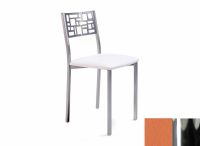 Logo Chaise jasmin - assise en vinyltech marron brique - pieds chrome 2727_vt-marron-brique_chrome