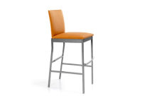 Logo Tabouret violette - 63 - assise en vinyltech marron brique - pieds blanc 2733_vt-marron-brique_blanc