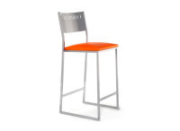 Logo Tabouret souci  - 63 - assise en vinyltech marron brique - pieds argent 2673_vt-marron-brique_argent