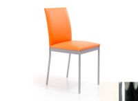 Logo Chaise violette - assise en vinyltech blanc - pieds chrome 2302_vt-blanc_chrome