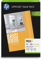 Logo Hp 903 office value pack avec 50 pages aio printing papier + 25 pages prof ij papier, matt 180g/m2 + 903xl cmy cartridges 272385