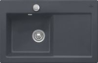 Logo Villeroy & boch - subway flat - evier � fleur villeroy & boch 1 bac, 1 �gouttoir coloris graphite ev6772 2f i4