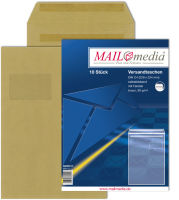Logo Mailmedia versandtasche natron braun, c4, mit fenster 8710955