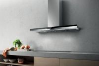 Logo Elica - top sense - hotte murale elica top sense 120 cm coloris inox et verre noir prf0110502