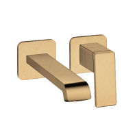 Logo Lavabo mural regular quadri s 2 trous bec 18 cm or rose brosse quadri