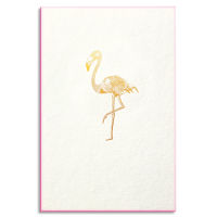 Logo Papette carte de voeux gold flamant rose, carte 800g deux faces tranche rose fluo + env kraft. 115 x 385701