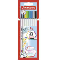 Logo Stabilo feutre pinceau pen 68 brush, tui en carton de 8 55500369
