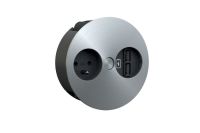 Logo Luisina - gemmo - prise  encastrer coloris inox 1 prise et 2 prises usb zen 2paeu 057