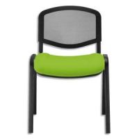 Logo Chaise de conf�rence iso ergo mesh dossier r�sille noir et assise tissu anis, 4 pieds tube �poxy noir 606160