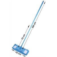 Logo Albiore balai bleu manche t�lescopique 75 � 130 cm, support rectangulaire 42 x 12 cm, frange microfibre 900773