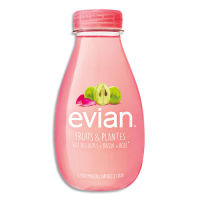 Logo Evian bouteille d'eau 25 cl minrale plate aux fruits et plantes armes raisin et rose 391050