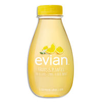 Logo Evian bouteille d'eau 25 cl minrale plate aux fruits et plantes armes citron et fleur de sureau 391051