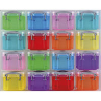 Logo Rlu organiseur 16 botes 0,14l assorties transparentes pour fournitures de bureau l28 x h22,4 x p8 c 392612