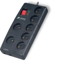 Logo Multiprise 2p+t 7 prises parafoudre avec protection fax / modem infos 6050096