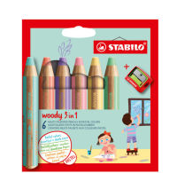 Logo Stabilo crayon multi-talents woody 3 en 1, �tui de 6 pastel 55500621