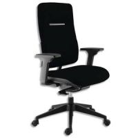 Logo Si�ge ergos haut dossier et assise en tissu noir, � m�canisme synchrone, accoudoirs 3d r�glables fournis 704201