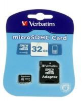 Logo Micro-sdhc speicherkarte 32gb verbatim class-4 inkl. adapter 43964