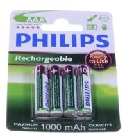 Logo Aaa philips rechargeable batterie 1000mah nimh 4-blister r03b4rtu10/10