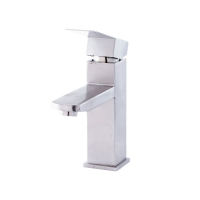 Logo Robinet de lavabo en alliage de zinc, chrom�, eau chaude-froide, tuyaux, bec bas, poign�e unique [qli-fa922]