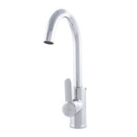 Logo Robinet d'�vier en alliage de zinc, chrome, eau chaude-froide, tuyaux flexibles, bec haut, poign�e unique [qli-fa978]