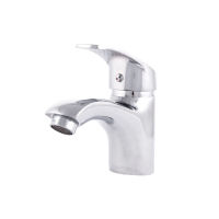 Logo Robinet de lavabo en alliage de zinc, plaqu� chrome, eau chaude-froide, tuyaux, bec bas, poign�e unique [qli-fa-9701]