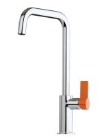 Logo Luisina - mitigeur de cuisine luisina, bec pivotant chrom� avec poign�e orange rcd69/o 015