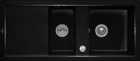 Logo Villeroy & boch - subway pure - evier � encastrer villeroy & boch 2 bacs, 1 �gouttoir coloris glossy black ev6726 22 36