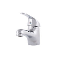 Logo Robinet d'�vier en alliage de zinc, plaqu� chrome, eau chaude-froide, tuyaux, bec bas, poign�e unique [qli-fa-5501]