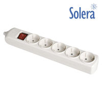 Logo Base bipolaire 5 prises avec interrupteur lumineux solera lat�ral t/t 16a 250v couleur blanche [e3-41217]