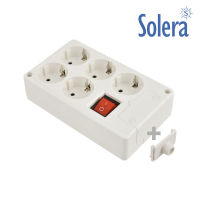 Logo Base bipolaire 5 prises avec interrupteur lumineux solera lat�ral t/t 16a 250v couleur blanche [e3-41221]
