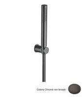 Logo Kit applique + douchette monojet + flexible  chrome noir brosse hydrotherapie - pd64275 chrom� noir bross�
