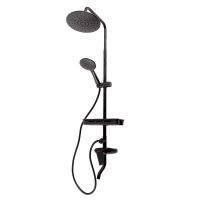 Logo Ensemble de douche en laiton/zinc - acier inoxydable - abs, noir, eau chaude/froide, levier unique [qli-fa-3019]