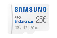 Logo Samsung pro endurance microsd class10 256go incl adapter r100/w30 up to 140160 hours 4535641