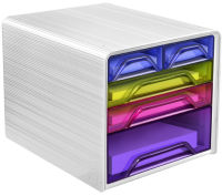 Logo Cep module de classement smoove multicolore, 3 tiroirs 24 x 32 cm + 2 petits, l36 x h27,1 x p28,8 cm 384687