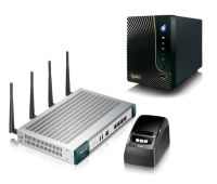 Logo Solution hotspot 802.11 a/b/g/n double radio, 100 utilisateurs (extensible  200 utilisateurs), firewall, contrleur wifi 8 bor