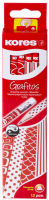 Logo Kores crayon 'grafitos', degr de duret: hb, rouge / blanc 5692801