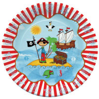 Logo Papstar assiette en carton 'pirate island', diamtre: 230 mm 6481959