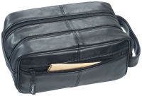 Logo Alassio trousse de toilette, en cuir nappa souple, noir 5317490