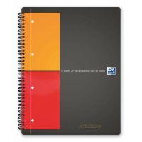 Logo Oxford cahier activebook spirales 160 pages perfores 80g 5x5 21x31,8cm couverture polypro gris 684204