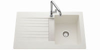 Logo Luisina - evier solaire 1 bac 1 egouttoir 860x500 blanc avec plaque