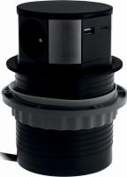 Logo Luisina - bloc round 3 prises 2 usb led noir mat ze0029079