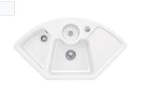 Logo Evier d'angle villeroy & boch 2 bacs, 1 vide-sauce, 1 gouttoir coloris snow white ev6708 02 kg